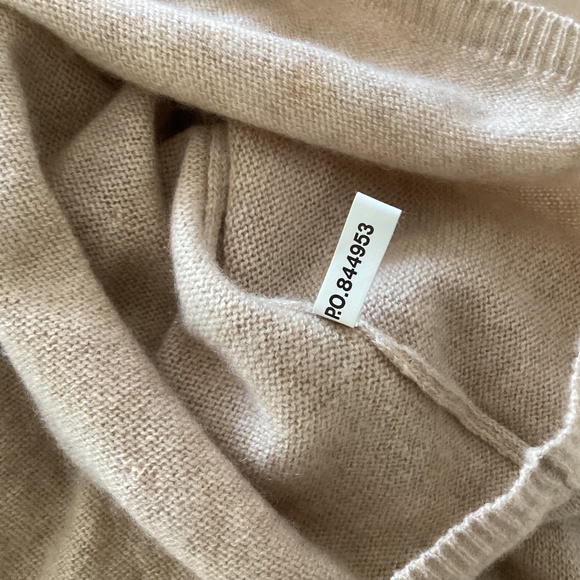 Boston Proper 100% Cashmere Light Beige/Oatmeal V-Neck Tunic Sweater Kimono Slvs - Picture 12 of 13